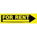 Hillman English Yellow For Rent Sign 6 in. H X 24 in. W, 6PK 843316